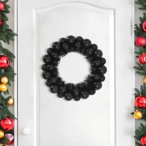 Коледни топки венци 2 pcs Черно 33 x 33 x 7 см Полистирен