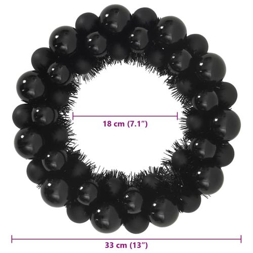 Коледни топки венци 2 pcs Черно 33 x 33 x 7 см Полистирен