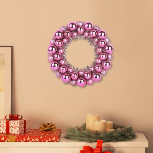 Коледни топки венци 2 pcs Розово 33 x 33 x 7 см Полистирен