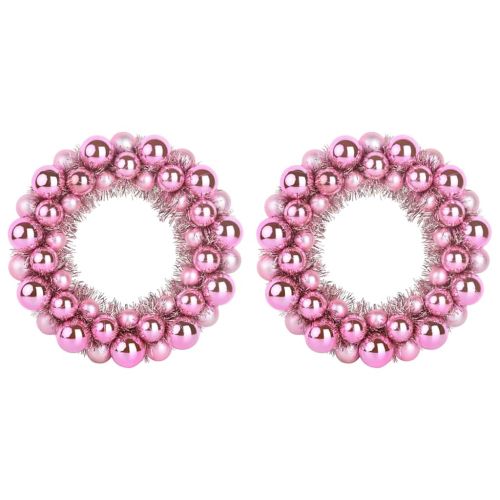 Коледни топки венци 2 pcs Розово 33 x 33 x 7 см Полистирен