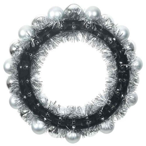 Коледни топки венци 2 pcs Сребрист 33 x 33 x 7 см Полистирен