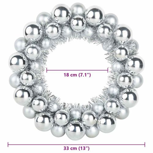 Коледни топки венци 2 pcs Сребрист 33 x 33 x 7 см Полистирен