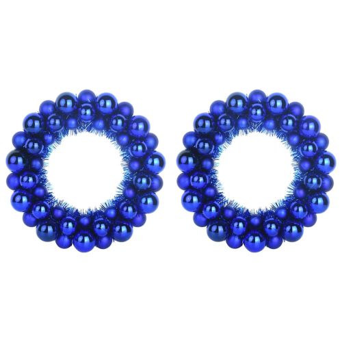Коледни топки венци 2 pcs Синьо 33 x 33 x 7 см Полистирен