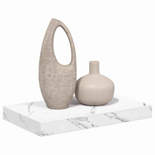 Стенен рафт Бял мрамор 40 x 23,5 x 4 см Инженерно дърво