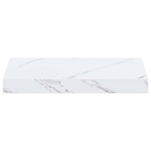 Стенен рафт 2 pcs Бял мрамор 40 x 23,5 x 4 см Инженерно дърво