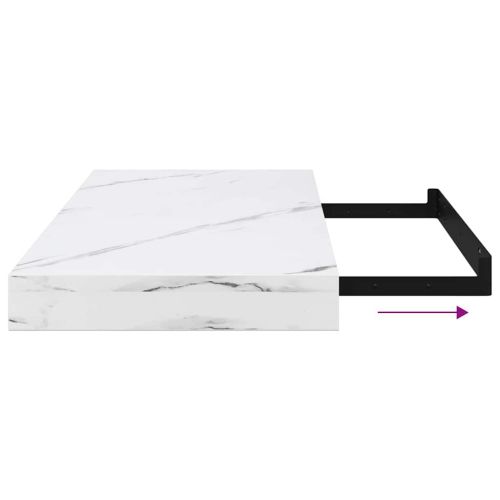 Стенен рафт Бял мрамор 50 x 23 x 4 см Инженерно дърво