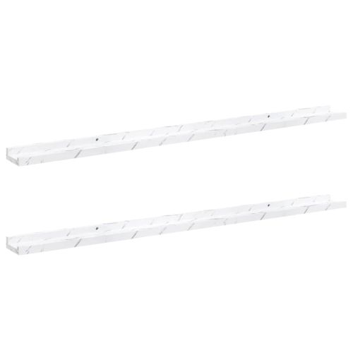 Стенен рафт 2 pcs Бял мрамор 115 x 9 x 3 cm Инженерно дърво