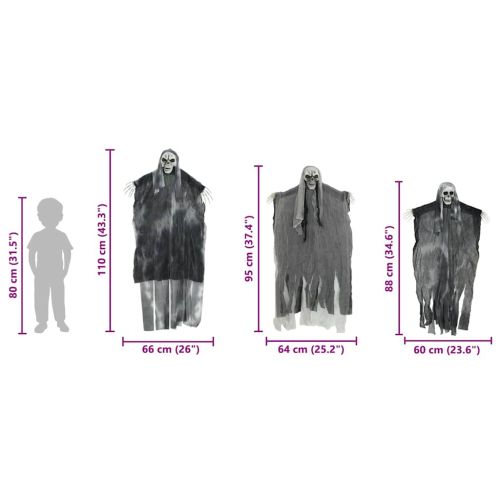 Висящ призрак за Хелоуин 3 pcs Черно 66 x 110 см Полиестер