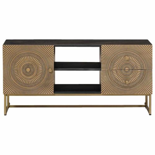 ТВ шкаф с чекмедже с рафт с врата Месинг 105 x 30 x 50 см