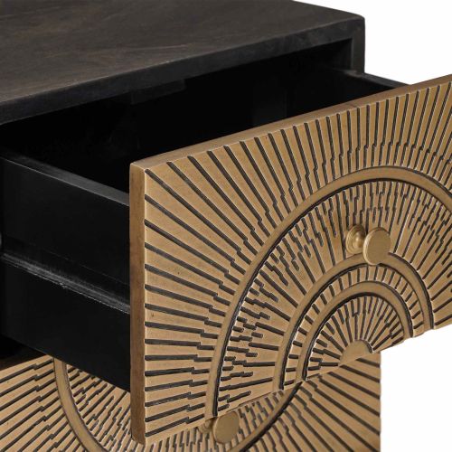 ТВ шкаф с чекмедже с рафт с врата Месинг 105 x 30 x 50 см