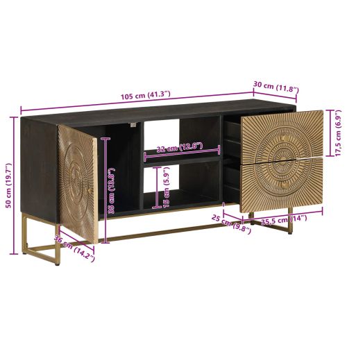 ТВ шкаф с чекмедже с рафт с врата Месинг 105 x 30 x 50 см