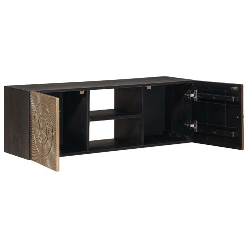 ТВ шкаф с рафт със съхранение с врата Месинг 105 x 30 x 35 см