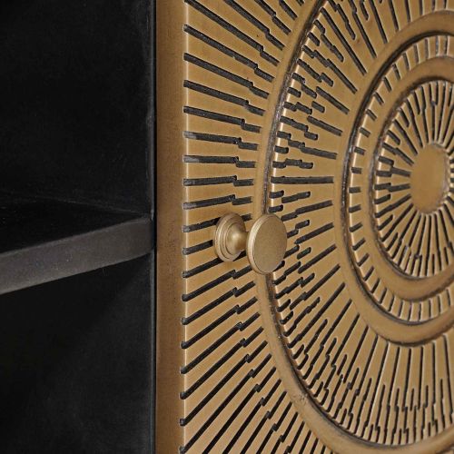 ТВ шкаф с рафт със съхранение с врата Месинг 105 x 30 x 35 см