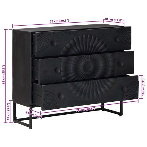 Чекмеджетен шкаф с чекмедже Черен 75 x 30 x 65 см