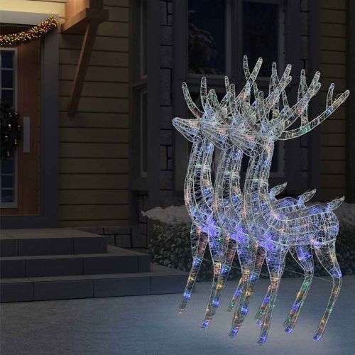XXL Акрилни коледни елени, 250 LED, 3 бр, 180 см, многоцветни