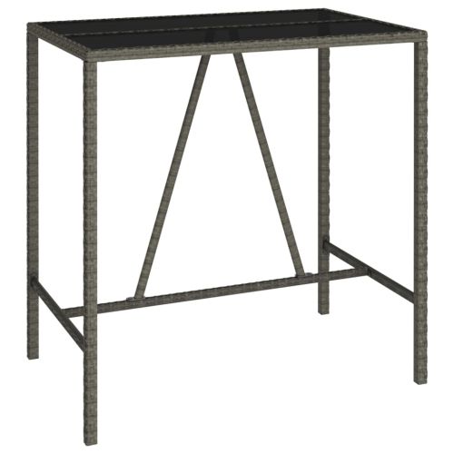 Градински бар комплект, 5 части, сив, полиратан