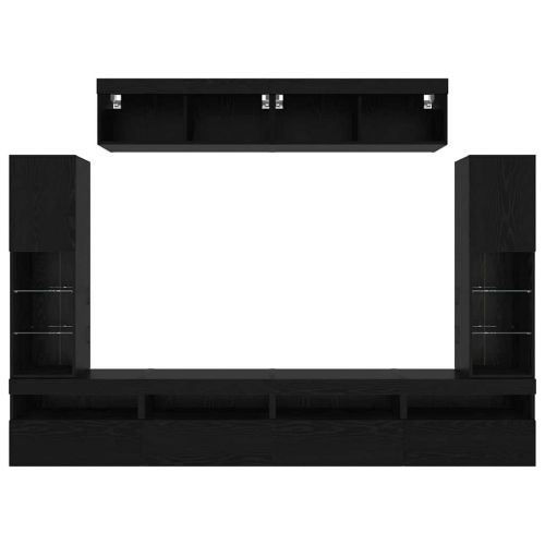 Комплект ТВ шкаф 6 pcs Черен дъб Инженерно дърво