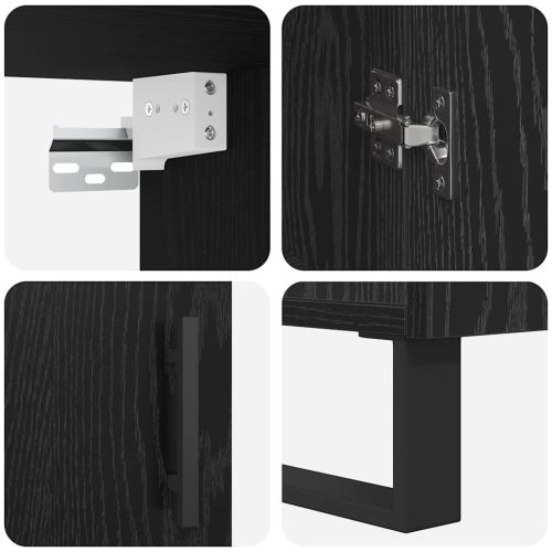 Висок шкаф 2 pcs Черен дъб Инженерно дърво