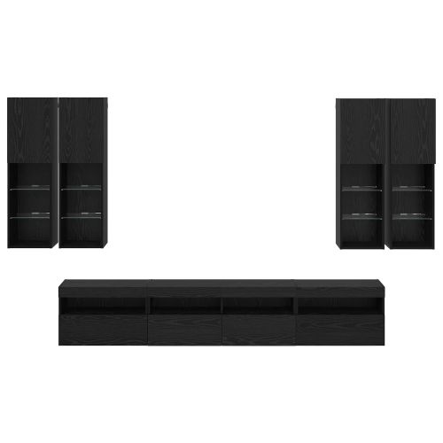 Комплект стенен телевизионен шкаф с LED светлини с LED 7 pcs