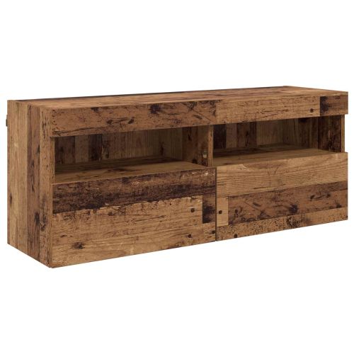 Комплект за стена на телевизор 7 pcs Старо дърво