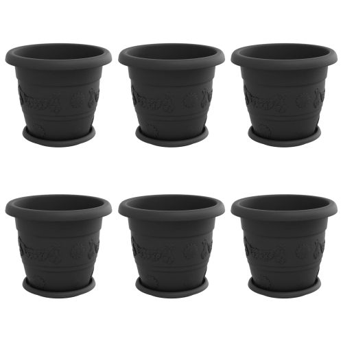 Саксии за растения 6 pcs Черно Ø 30 x 25 см Пластмаса