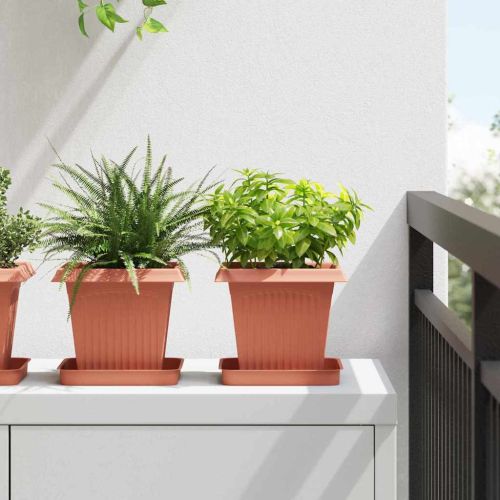 Саксии за растения 6 pcs Червено тухла 16 x 16 x 14 см