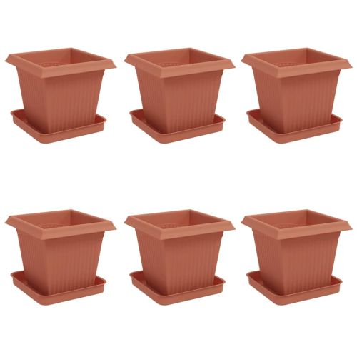 Саксии за растения 6 pcs Червено тухла 16 x 16 x 14 см