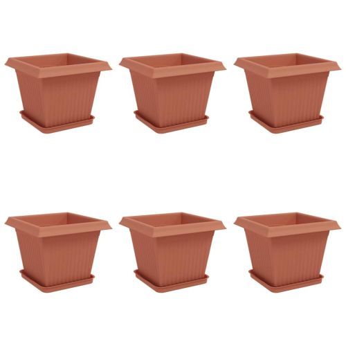 Саксии за растения 6 pcs Червено тухла 33 x 33 x 26 см