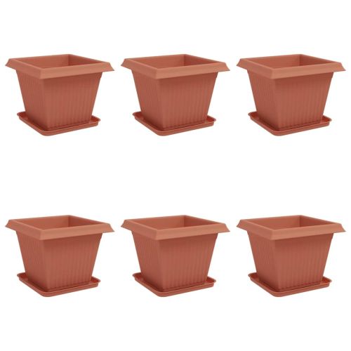 Саксии за растения 6 pcs Червено тухла 38 x 38 x 30 см