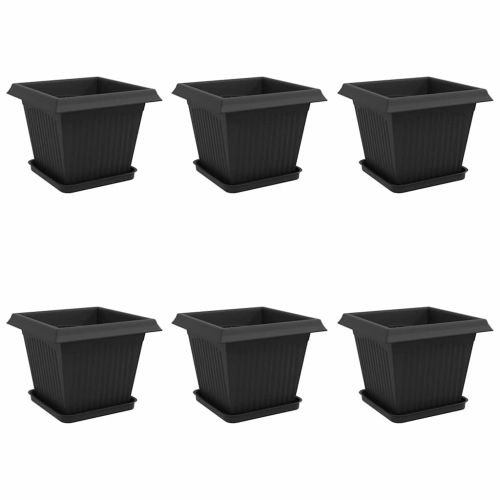 Саксии за растения 6 pcs Черно 33 x 33 x 26 см Пластмаса