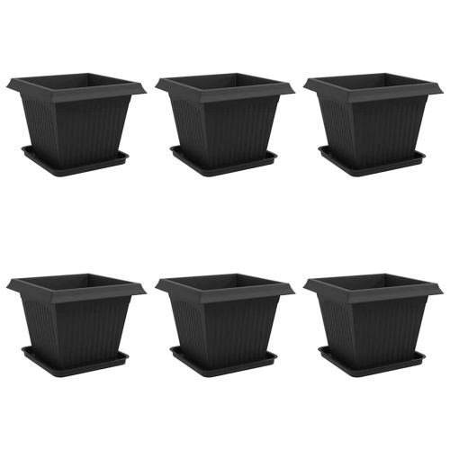 Саксии за растения 6 pcs Черно 43 x 43 x 33,5 см Пластмаса