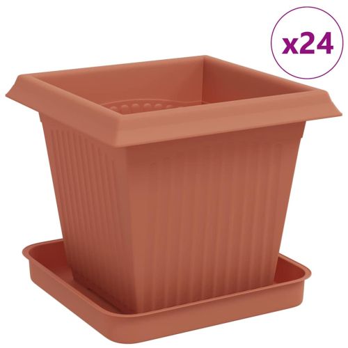 Саксии за растения 24 pcs Червено тухла 16 x 16 x 14 см