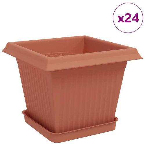 Саксии за растения 24 pcs Червено тухла 20 x 20 x 16 см