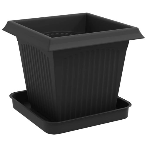 Саксии за растения 24 pcs Черно 16 x 16 x 14 см Пластмаса