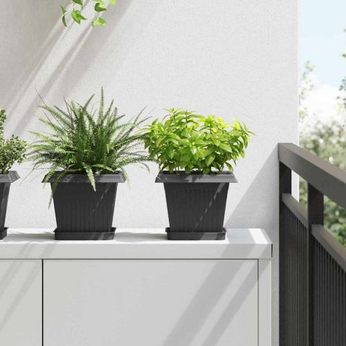 Саксии за растения 24 pcs Черно 20 x 20 x 16 см Пластмаса