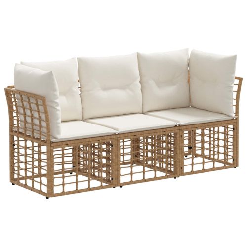 Комплект дивани за открито 3 pcs Натурално Полиестер