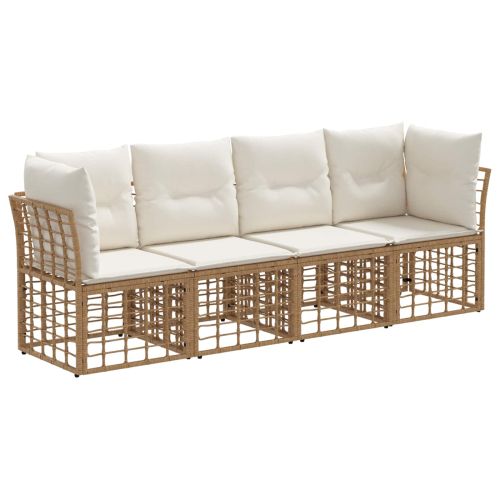 Комплект дивани за открито 4 pcs Натурално Полиестер