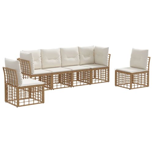 Комплект дивани за открито 6 pcs Натурално Полиестер