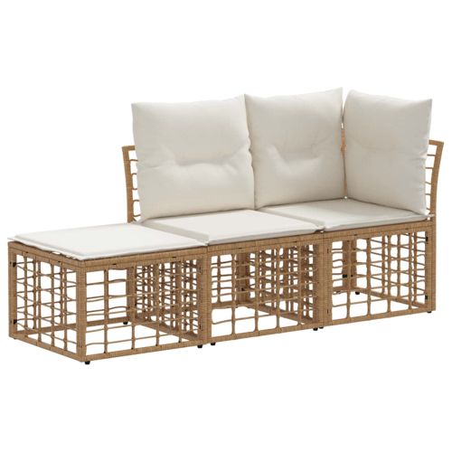 Комплект дивани за открито 3 pcs Натурално Полиестер