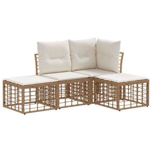 Комплект дивани за открито 4 pcs Натурално Полиестер