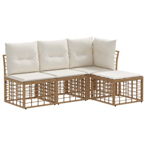 Комплект дивани за открито 4 pcs Натурално Полиестер