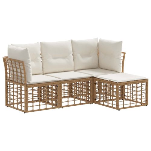 Комплект дивани за открито 4 pcs Натурално Полиестер