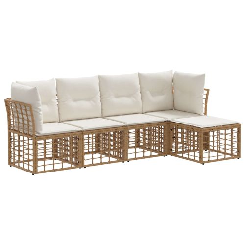 Комплект дивани за открито 5 pcs Натурално Полиестер