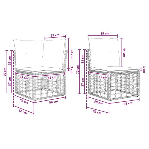 Комплект дивани за открито с възглавница 5 pcs Черно Полиестер