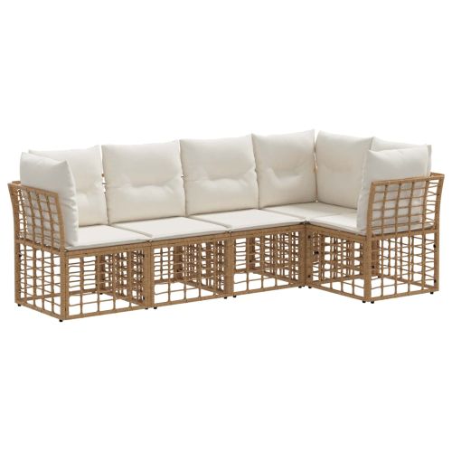 Комплект дивани за открито 5 pcs Натурално Полиестер