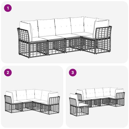 Комплект дивани за открито 5 pcs Натурално Полиестер