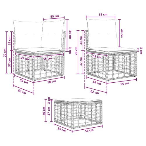 Комплект дивани за открито с възглавница 4 pcs Черно Полиестер