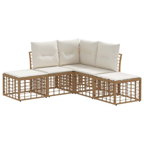 Комплект дивани за открито 4 pcs Натурално Полиестер