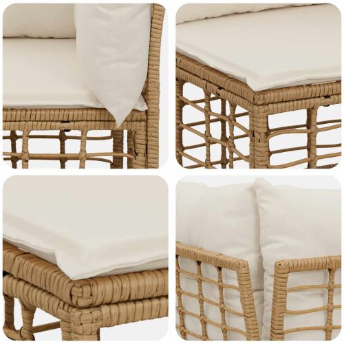 Комплект дивани за открито 4 pcs Натурално Полиестер