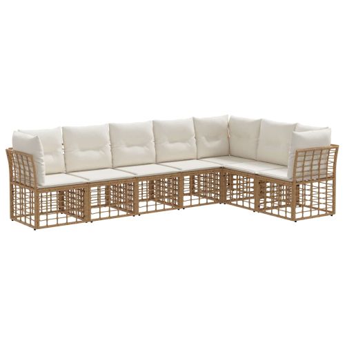 Комплект дивани за открито 7 pcs Натурално Полиестер